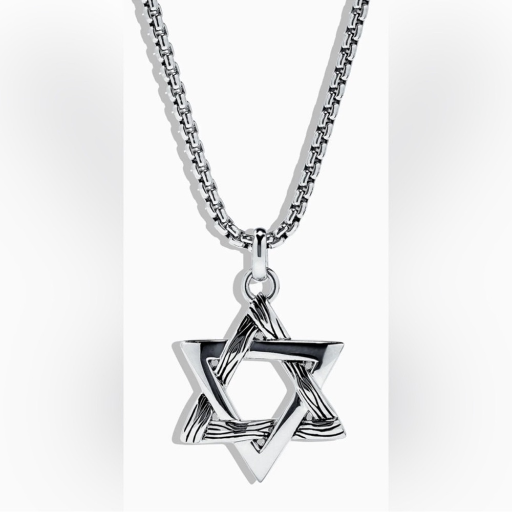 Men’s Effy Star of David Sterling silver pennant only.